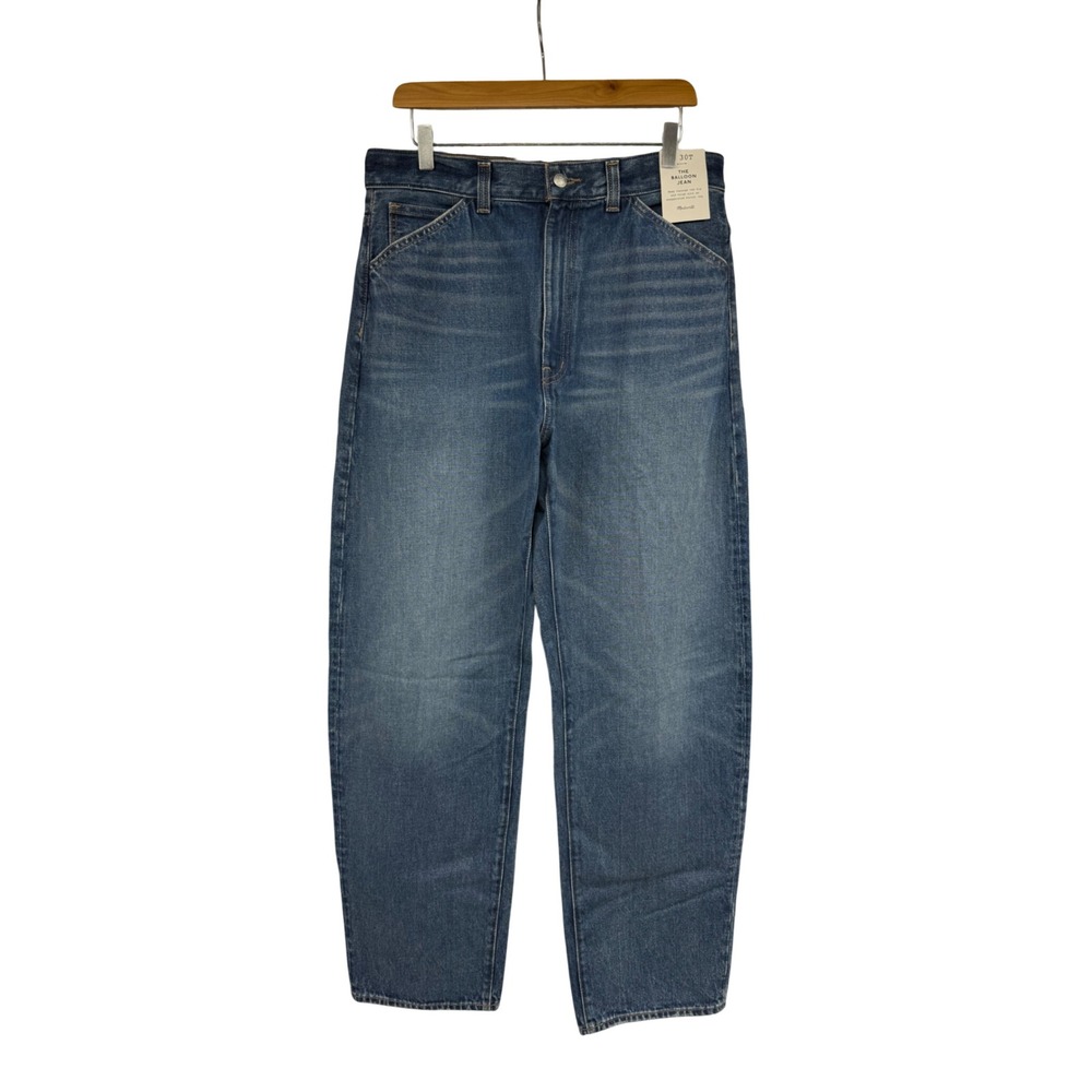 Madewell The Balloon Jean High Rise Barrel Leg Denim Pants Medium Wash 30T NW582